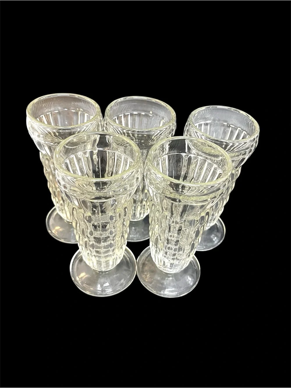5 Vtg Jeannette Glass Fluted Milk Shake Parfait Ice Cream Soda Fountain Glasses